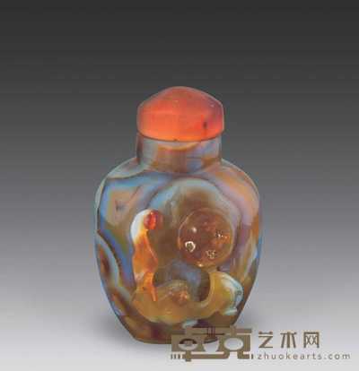 清 玛瑙福在眼前鼻烟壶 高7cm